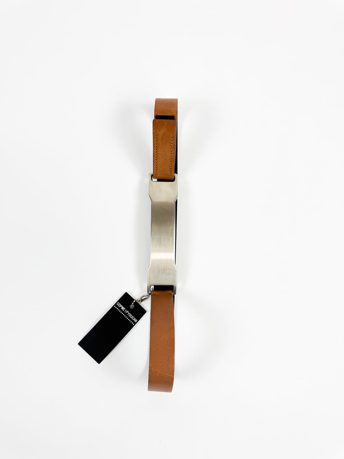 Prada Brown Waist Belt with Elongated Silver Metal Buckle FW1999