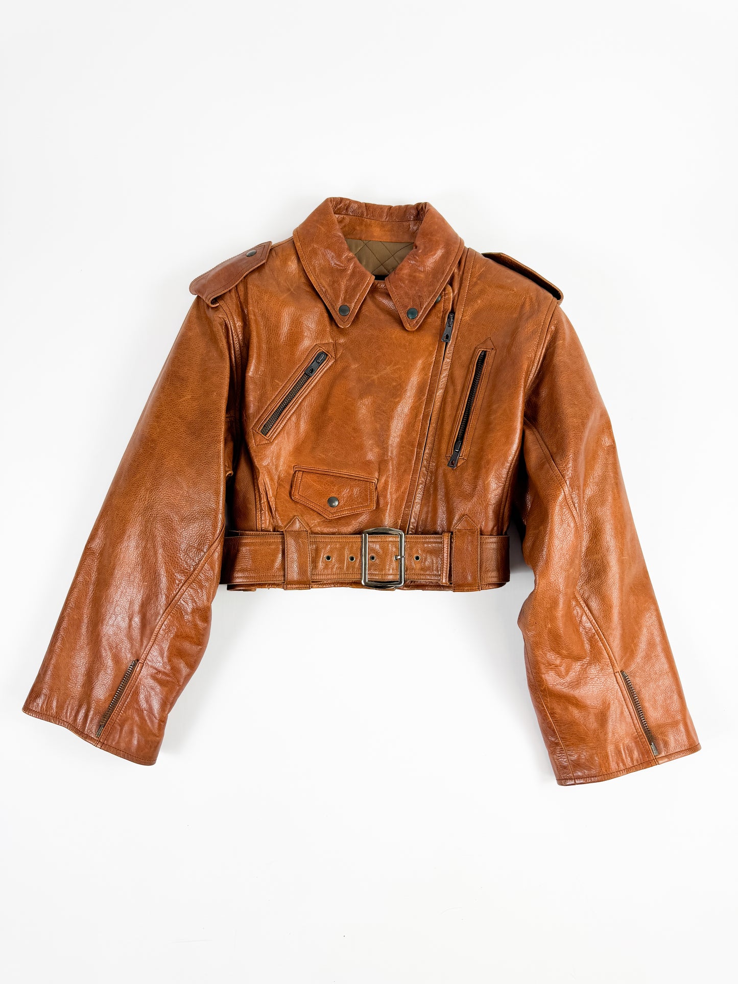 Jean Paul Gaultier Cuir Cropped Biker Leather Jacket SS1986