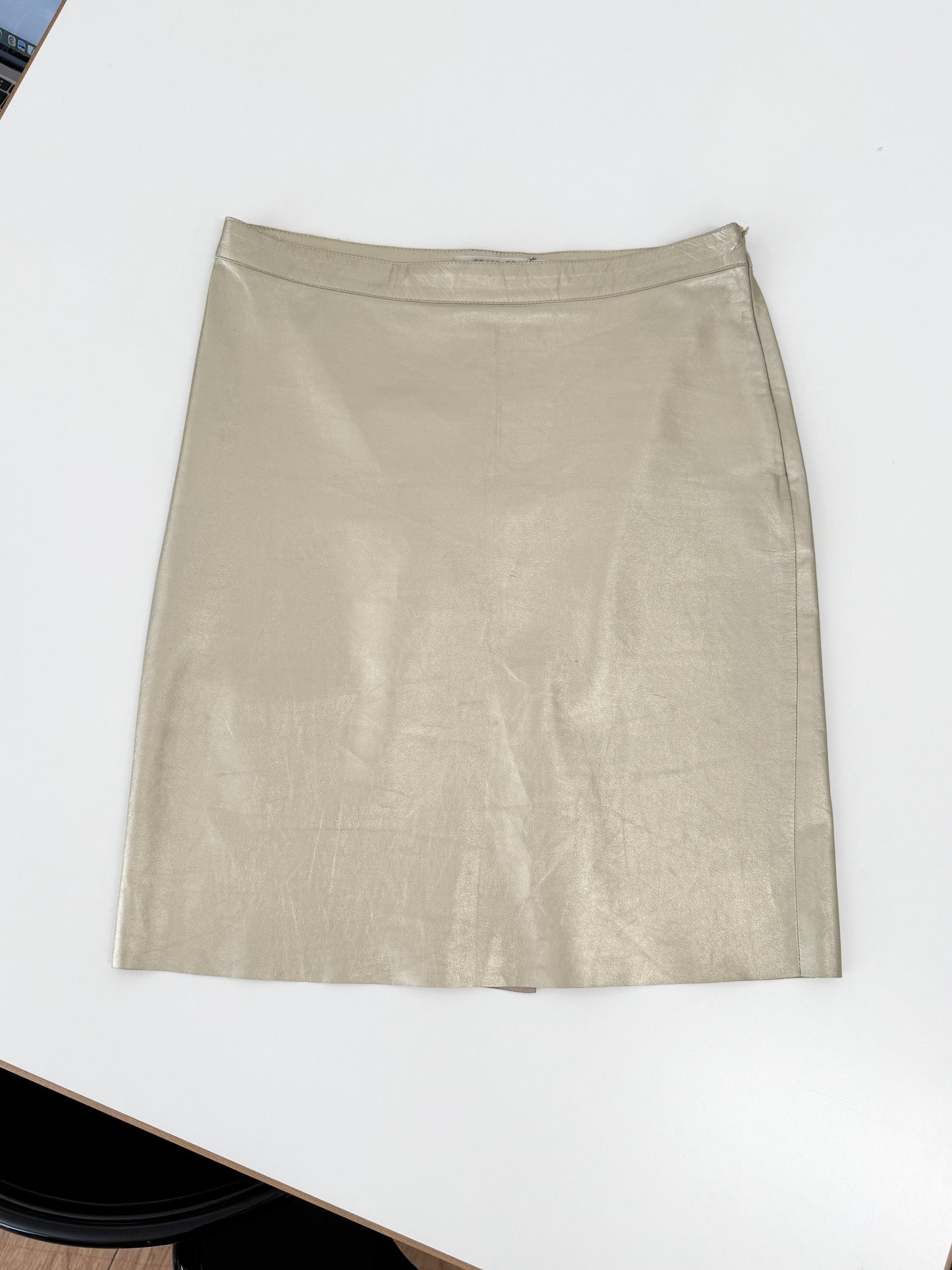 Miu Miu Gold Leather Runway Pencil Skirt SS2000
