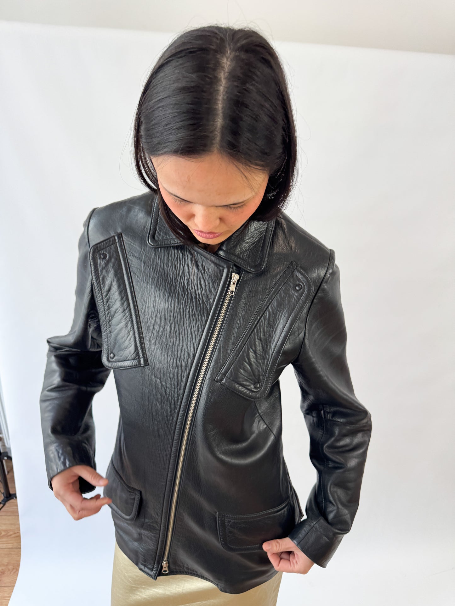 Ann Demeulemeester Chest Pocket Leather Jacket 2000s