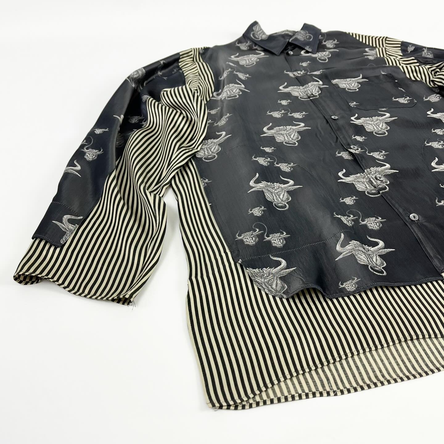 Jean Paul Gaultier Homme Bulls Print Button-Up Shirt FW1994