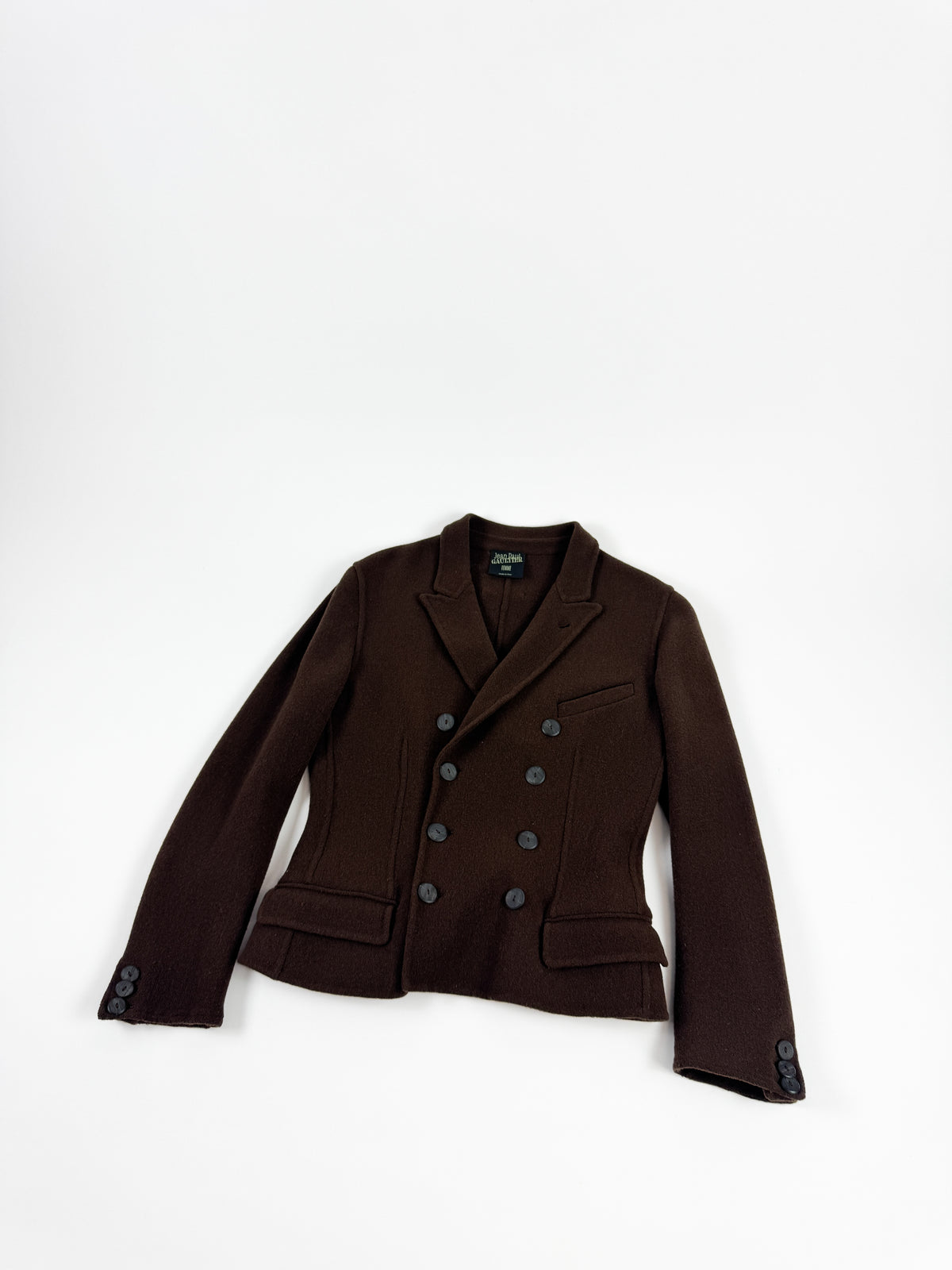 Gaultier Brown Double-Breasted Wool Blazer Early 90s