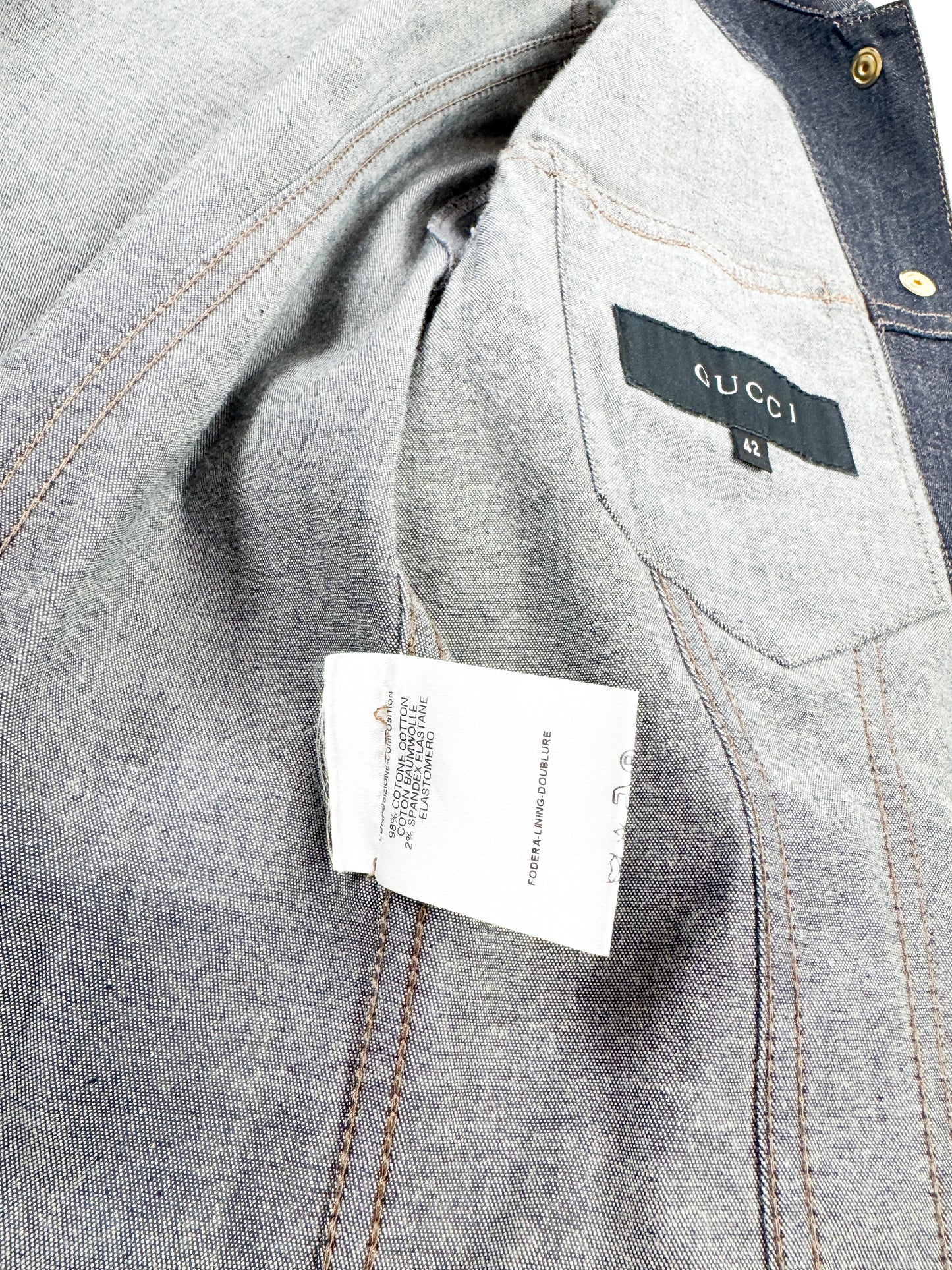 Gucci Tailored Denim Jacket with Brown Leather Belts SS2000