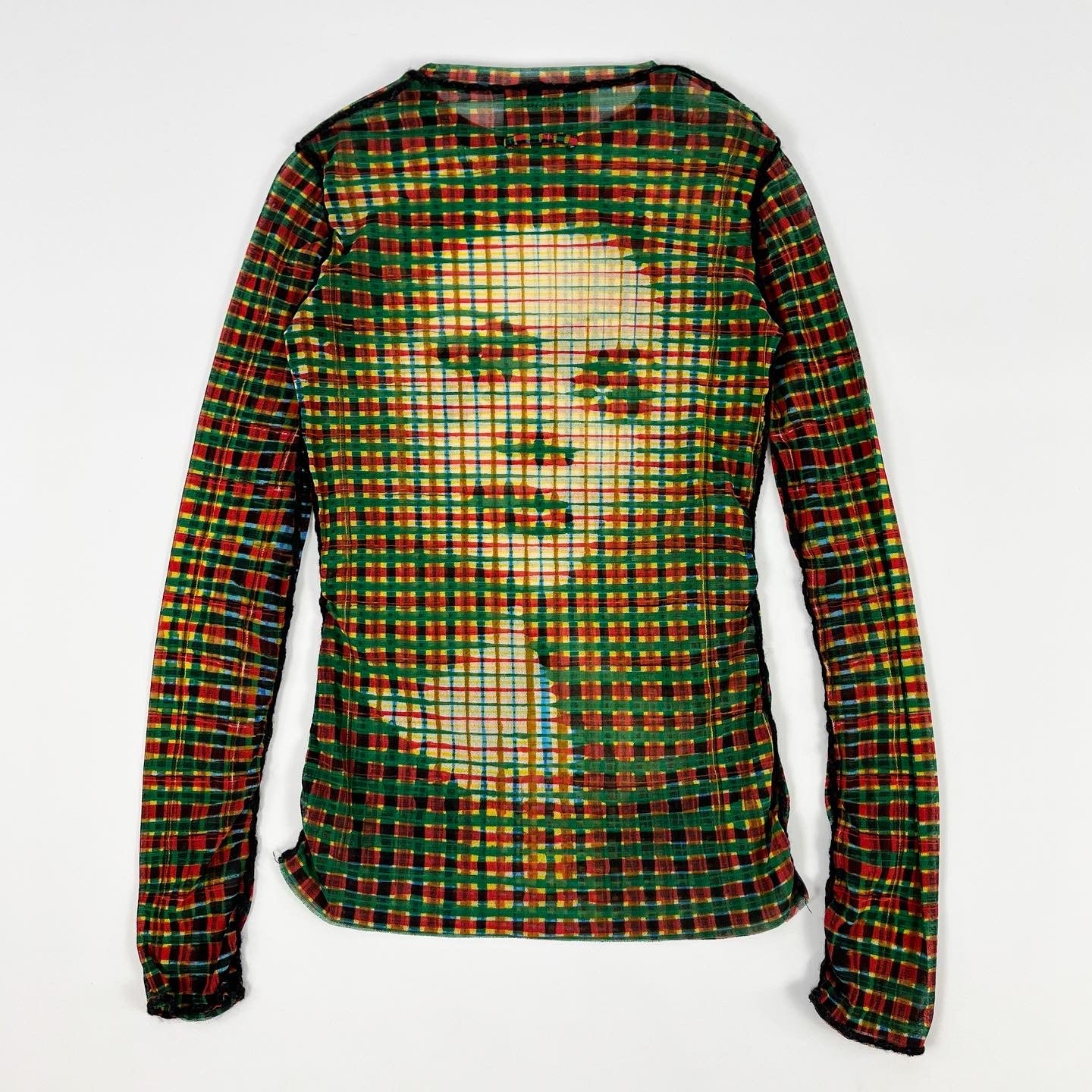 Jean Paul Gaultier Pixelated Portrait Mesh Long Sleeve FW2001