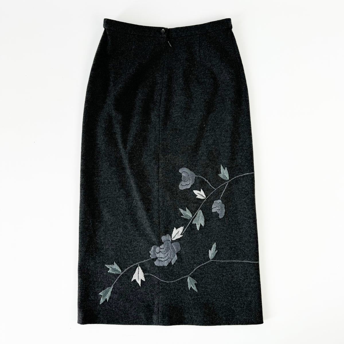 Dolce & Gabbana Wool Skirt with Flower Embroidery 1990s