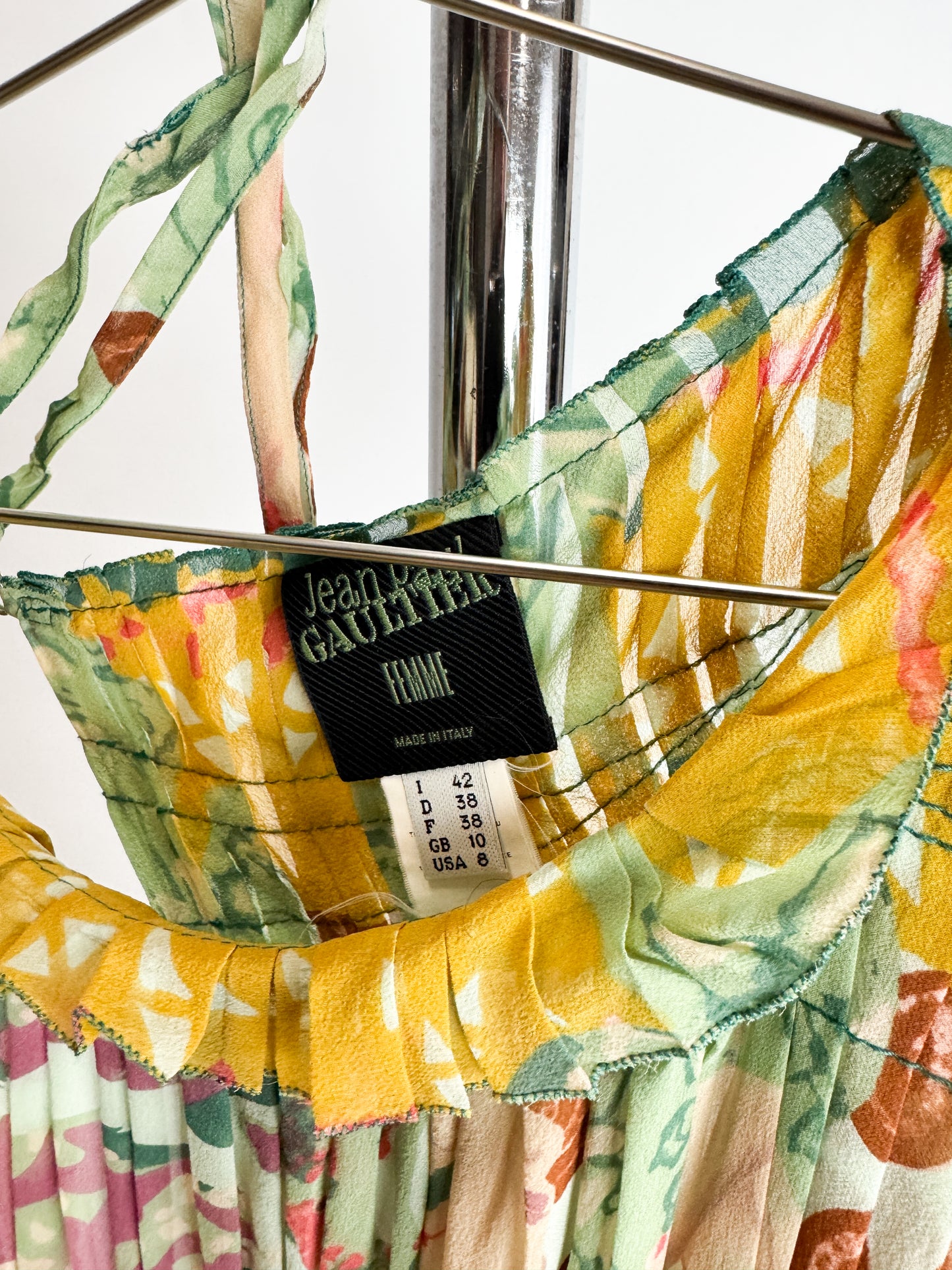 Jean Paul Gaultier Pleated Colourful Silk Dress FW2002