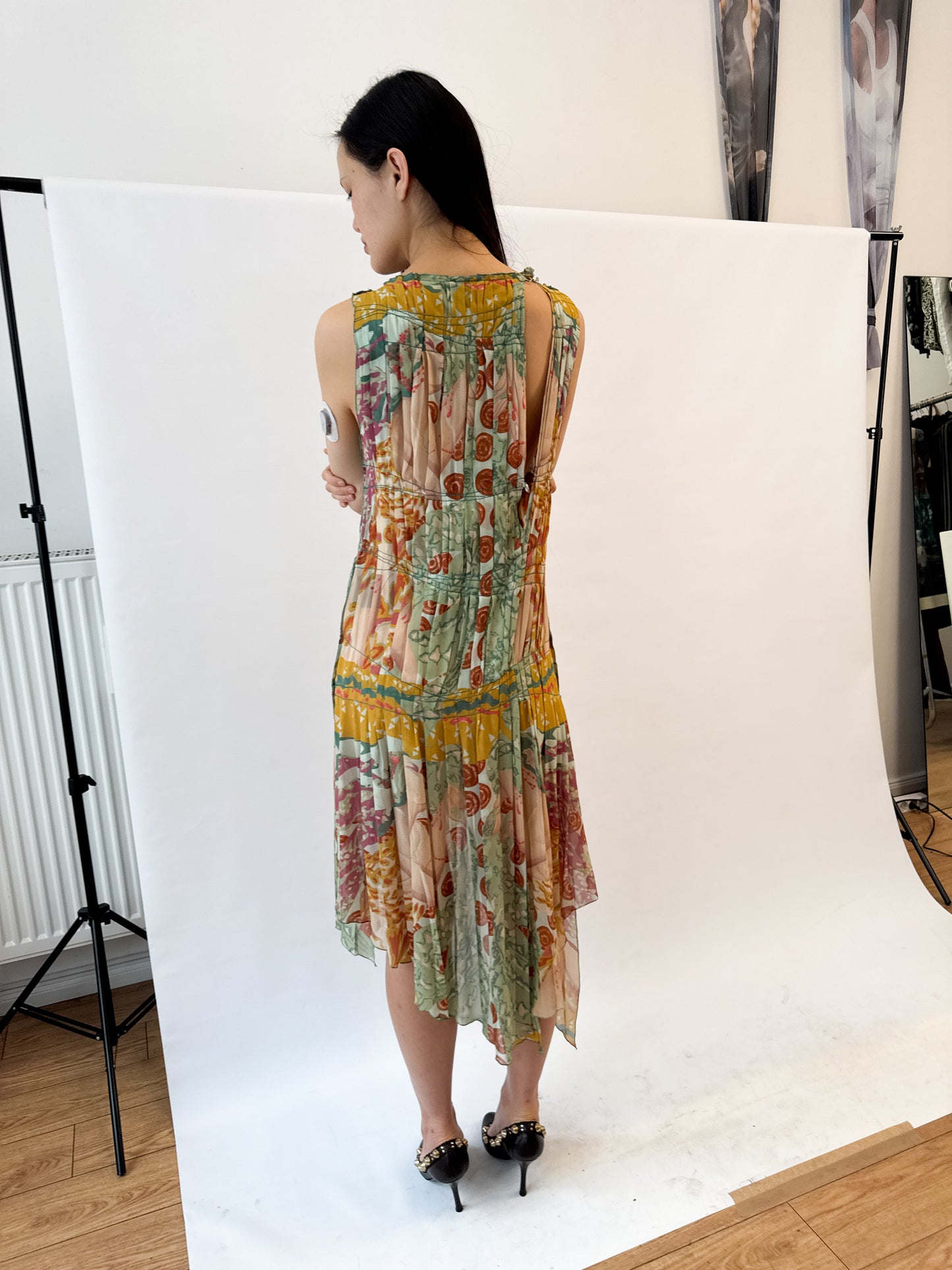 Jean Paul Gaultier Pleated Colourful Silk Dress FW2002