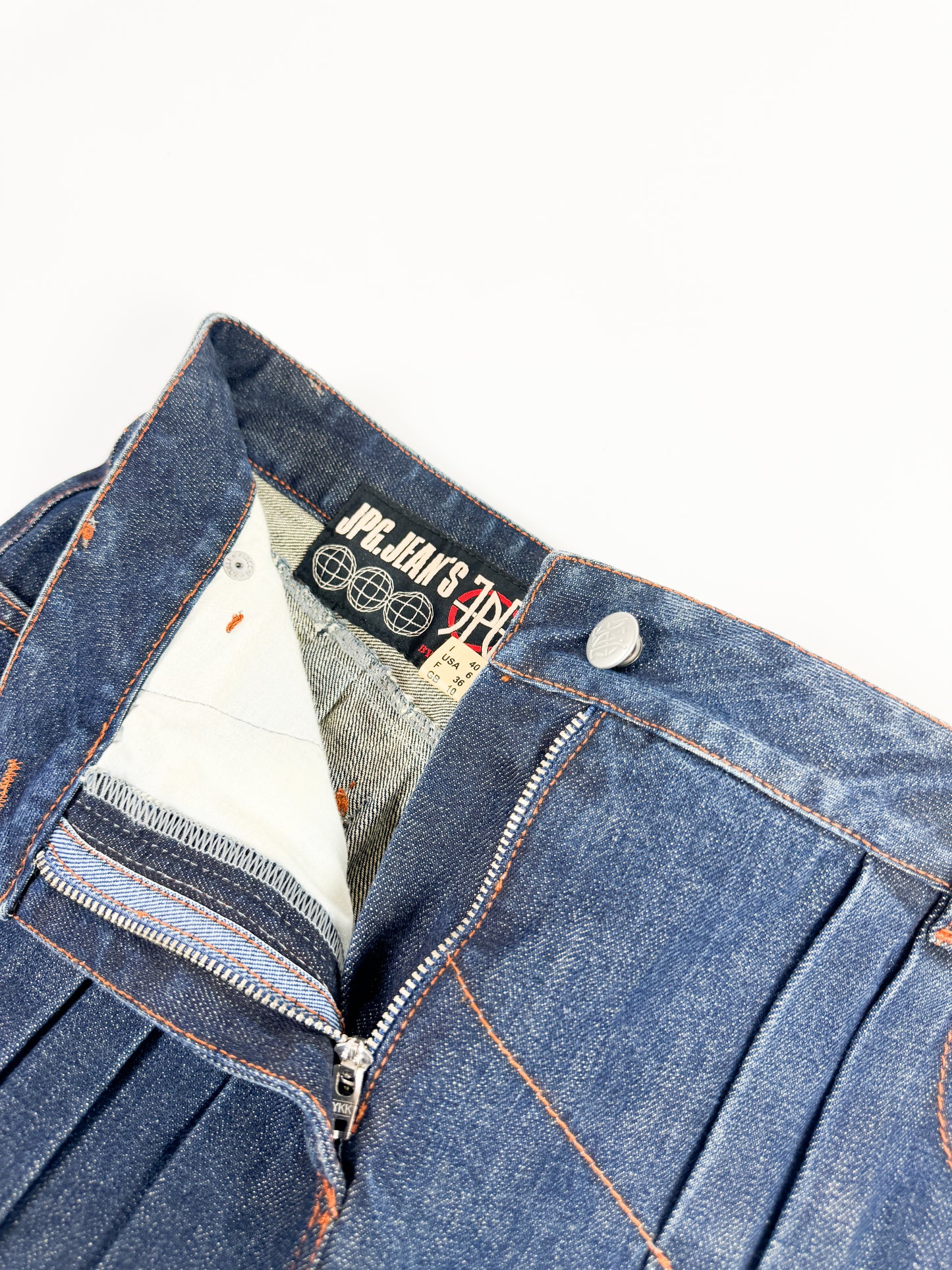 Jean Paul Gaultier Asymmetrical Pleat Denim Skirt FW2002