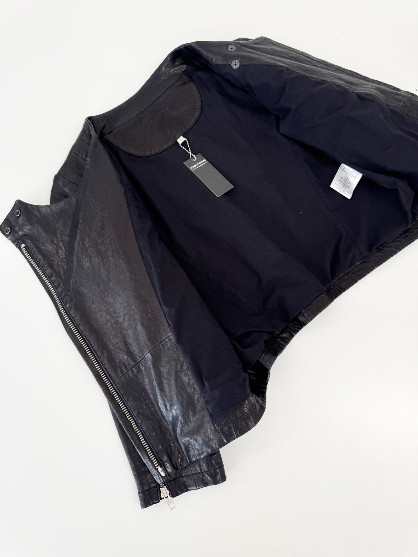 Sandro Cropped Lamb Leather Biker Jacket 2009