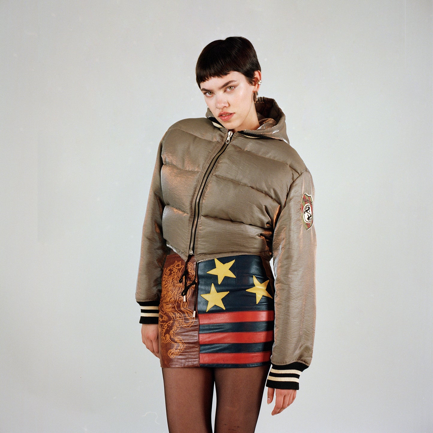 Jean Paul Gaultier Cropped Metallic Puffer Jacket FW1989