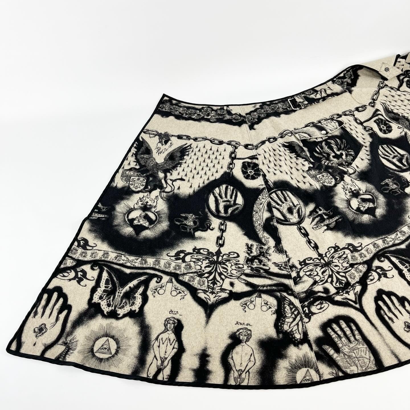 Jean Paul Gaultier "Heraldry" Felted Wool Maxi Skirt FW1994