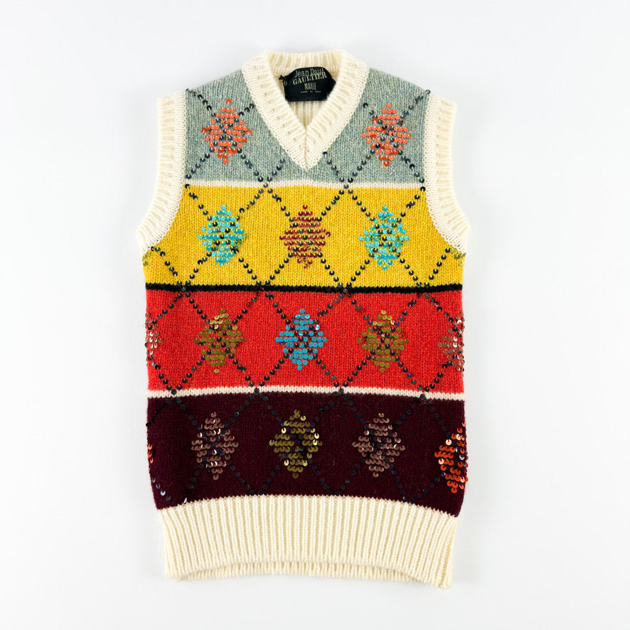 Jean Paul Gaultier Sequin Argyle Sweater Vest FW1999