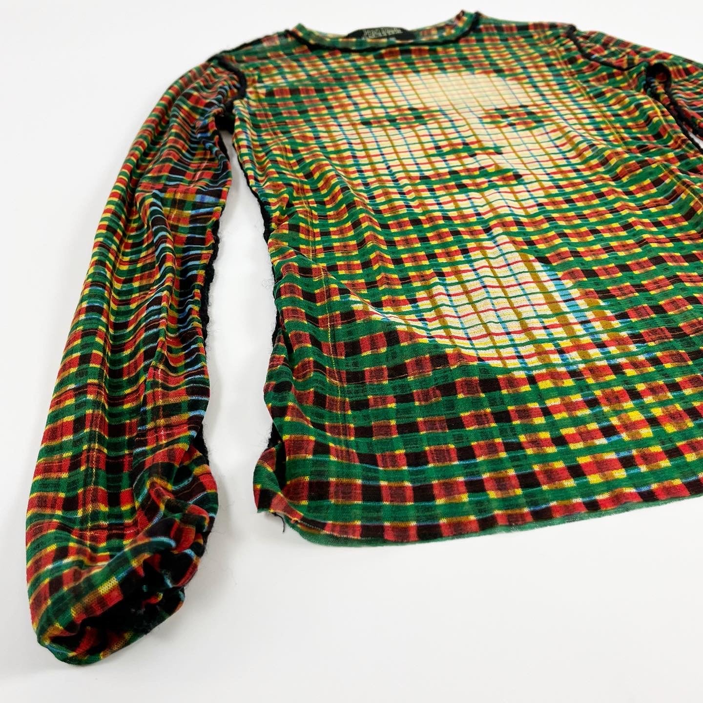 Jean Paul Gaultier Pixelated Portrait Mesh Long Sleeve FW2001