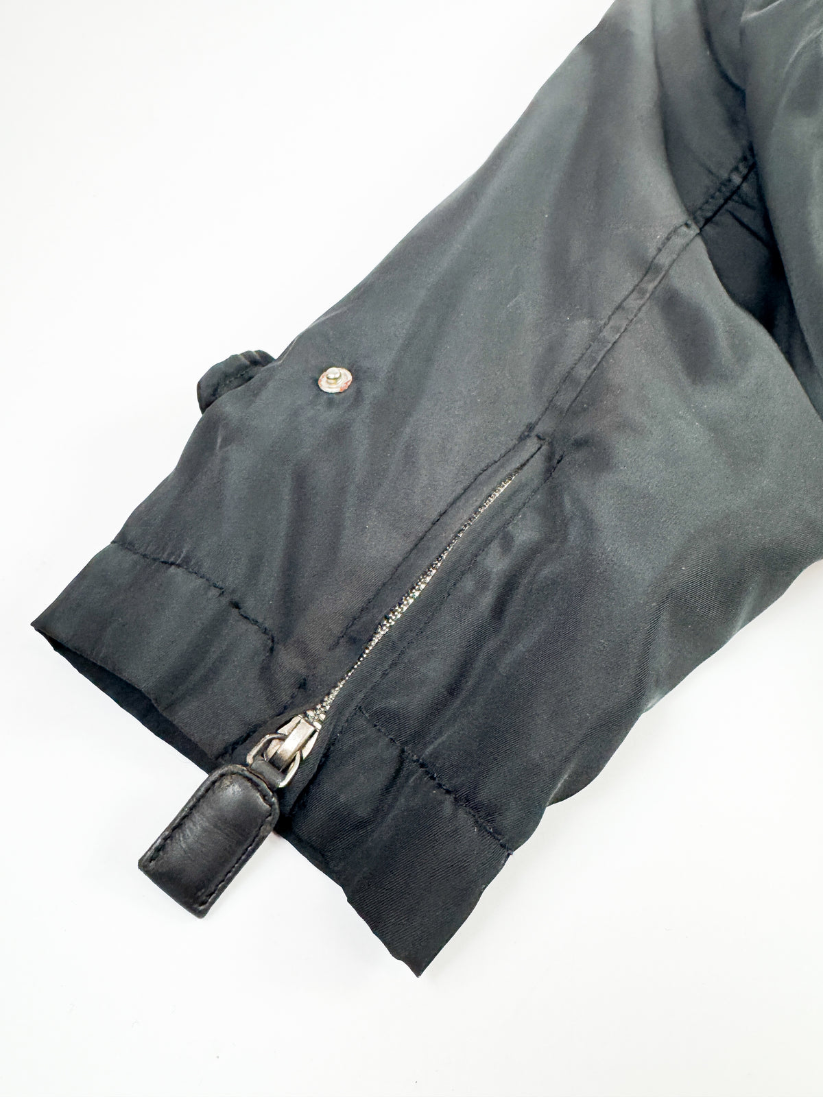 Prada Nylon Trench Coat with Leather Shoulder FW1994