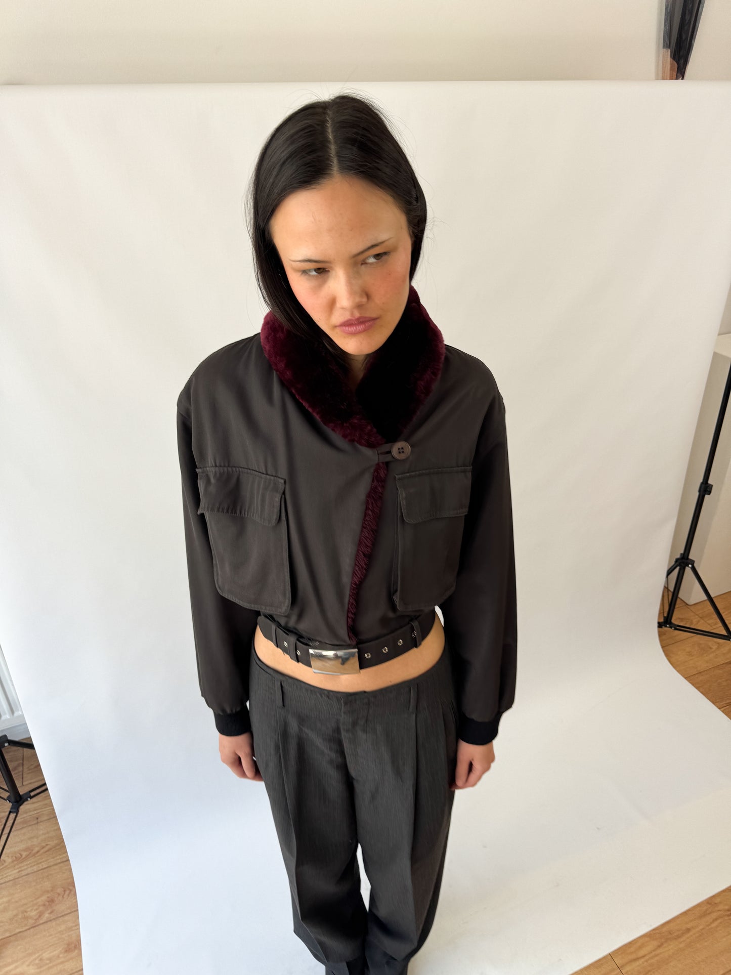 Jean Paul Gaultier Cropped Fur Collar Runway Jacket FW1991
