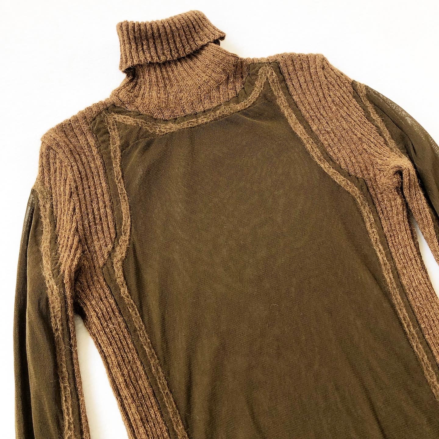 Jean Paul Gaultier Hybrid Knit Mesh Turtle Neck 1990s