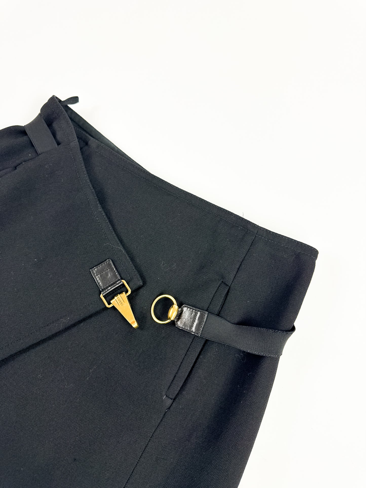 Gucci Black Wool Wrap-Skirt With Golden Clasp