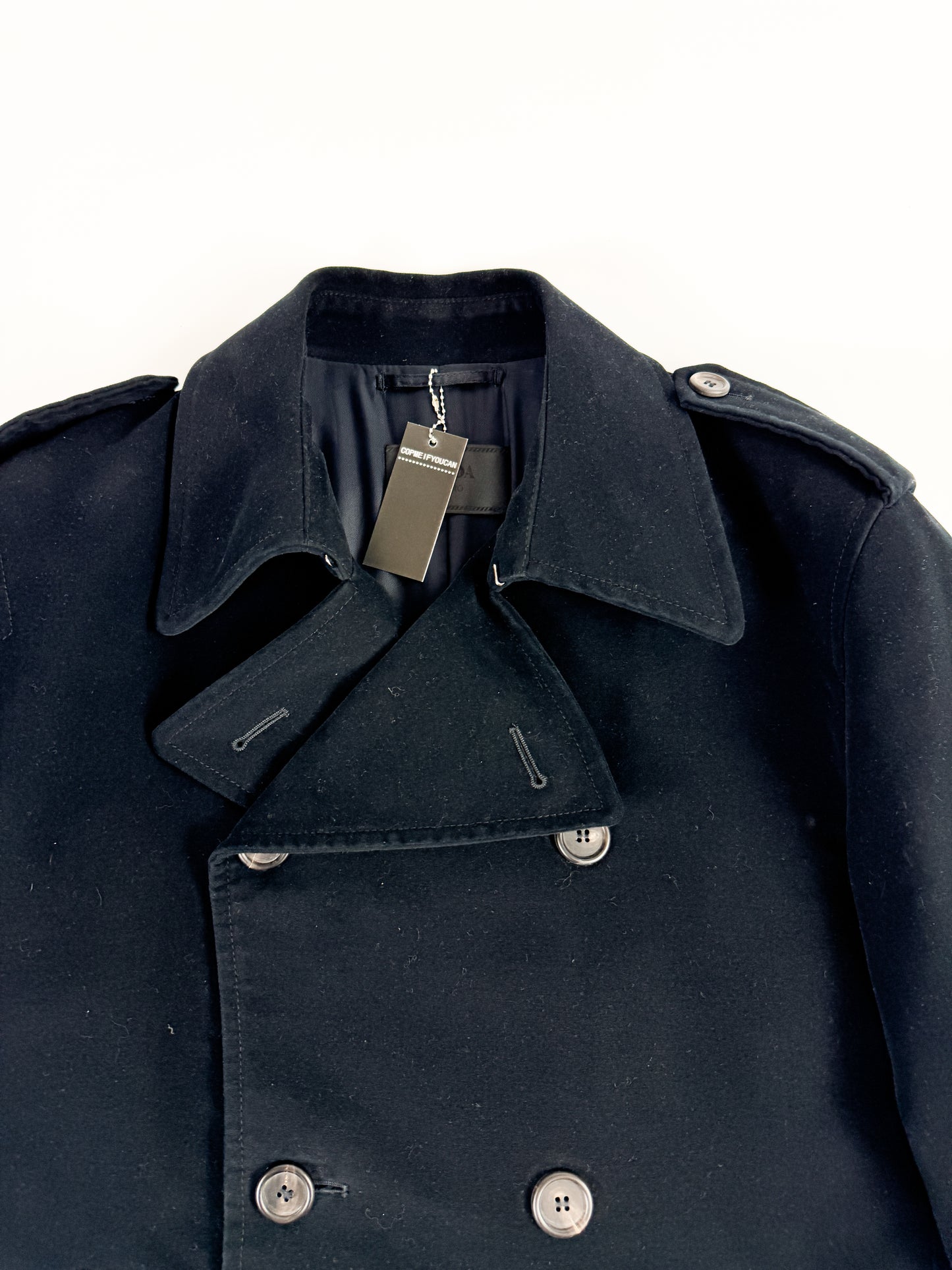 Prada Black Velvet Sailor Caban Jacket