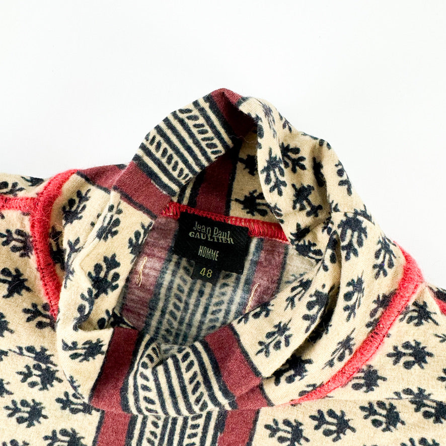 Jean Paul Gaultier Patterned Wool Turtle Neck 1990s