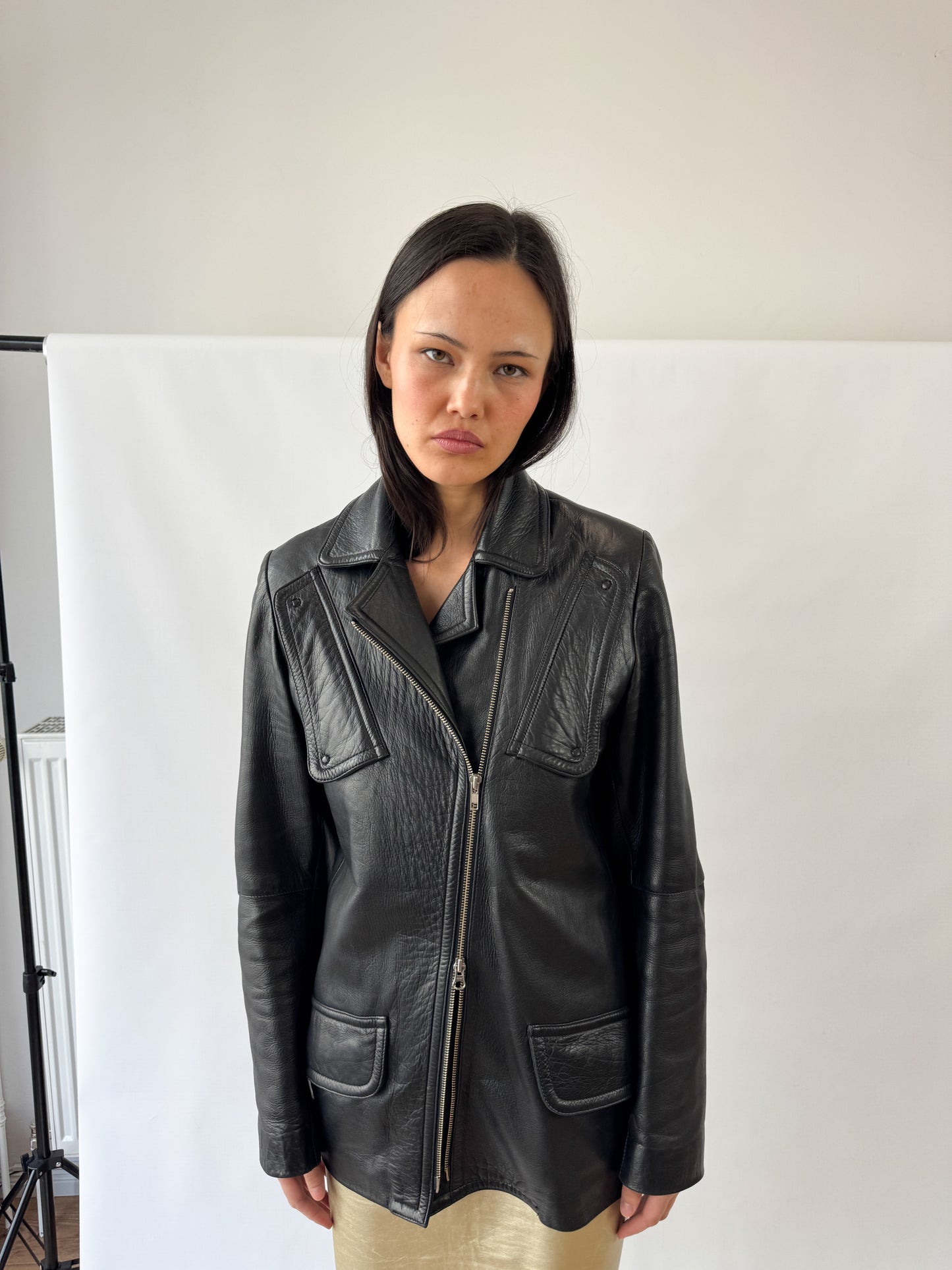 Ann Demeulemeester Chest Pocket Leather Jacket 2000s