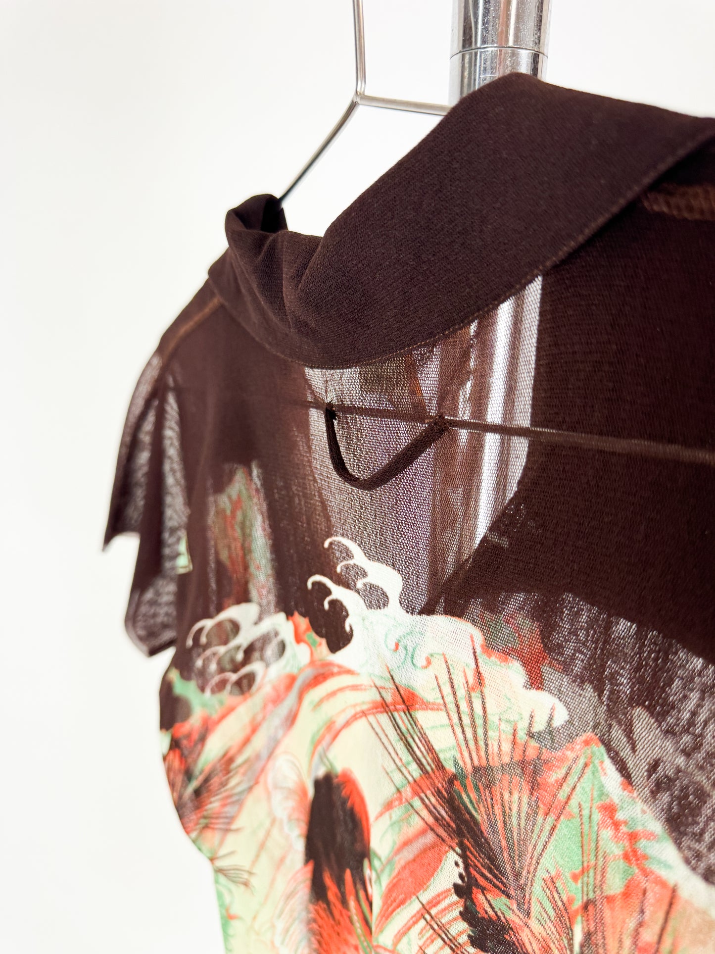 Jean Paul Gaultier Koi Print Mesh Polo Shirt SS2002