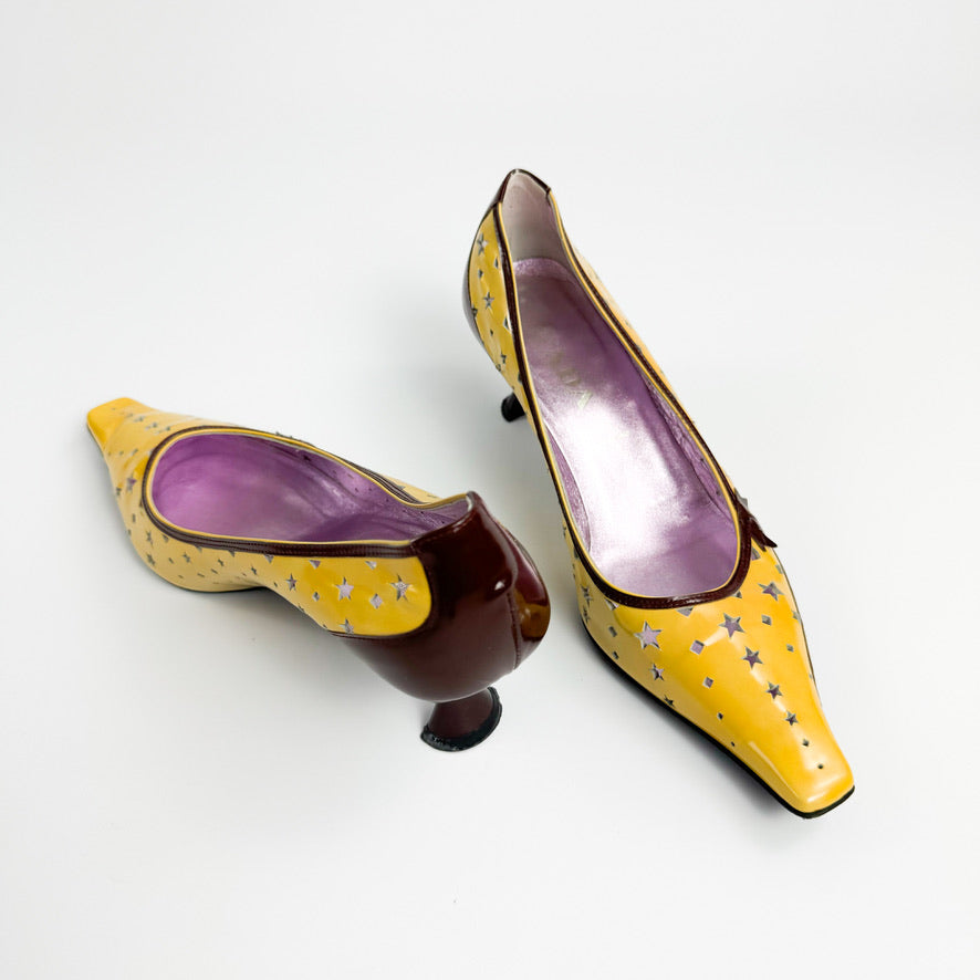 Prada Star Cut-Out Patent Leather Kitten Heels SS2000
