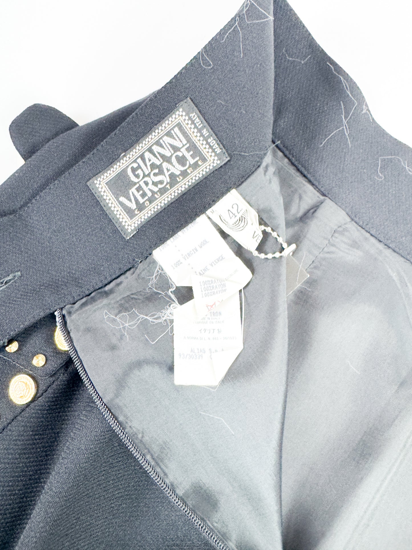 Versace Embellished Wool Pencil Skirt FW1992