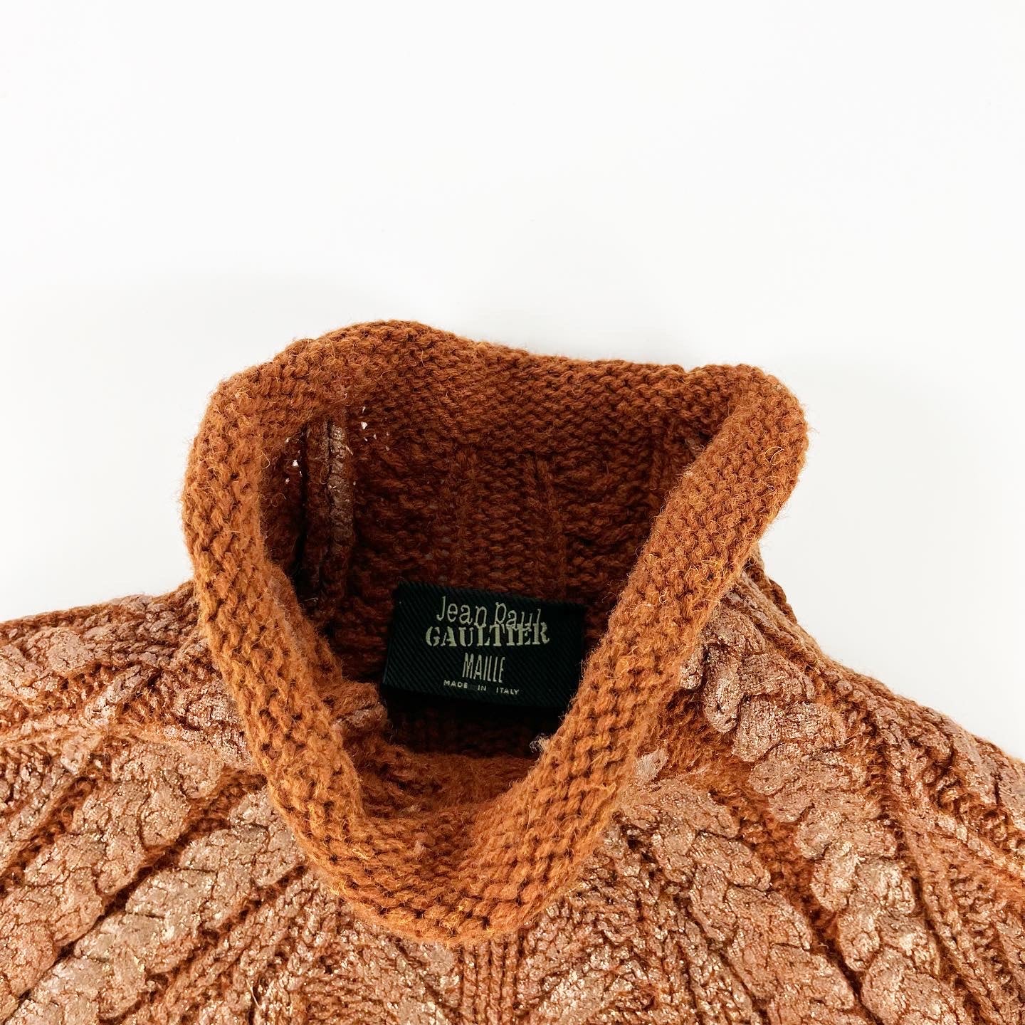 Jean Paul Gaultier Waxed Cable Knit Turtle Neck FW1999