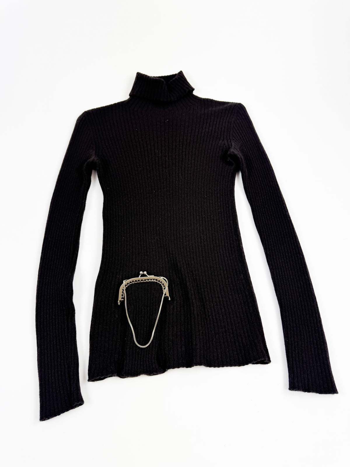Jean Paul Gaultier Brown Wool Turtle Neck with Built-In Clasp Pocket 1990s