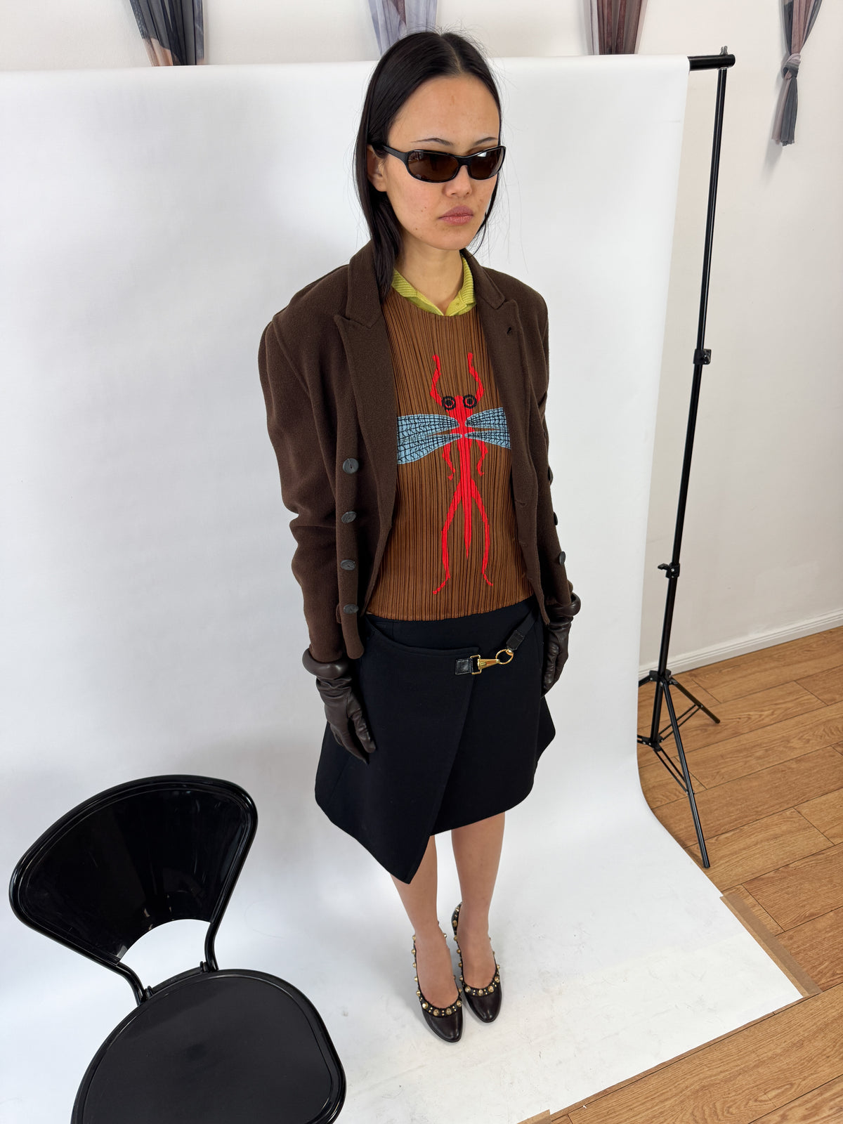 Gaultier Brown Double-Breasted Wool Blazer Early 90s