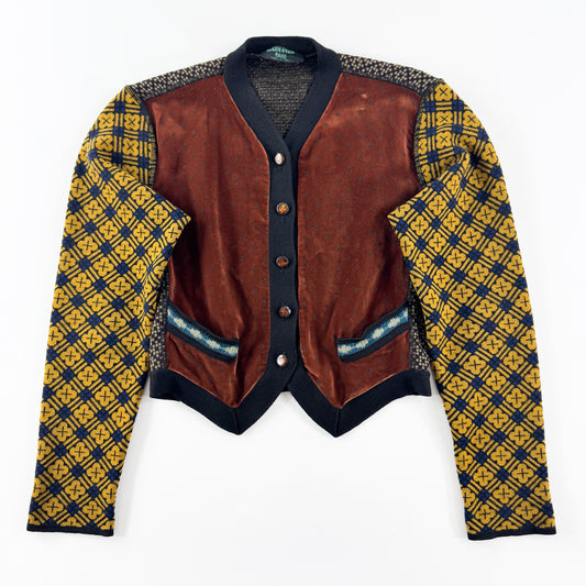 Jean Paul Gaultier Multicolour Patterned Velvet Knit Cardigan FW1988