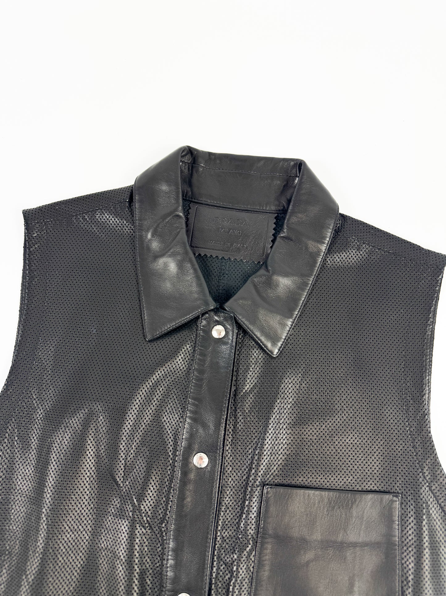 Prada Perforated Leather Polo SS2000