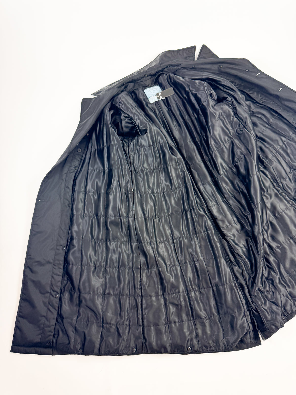 Prada Nylon Trench Coat with Leather Shoulder FW1994