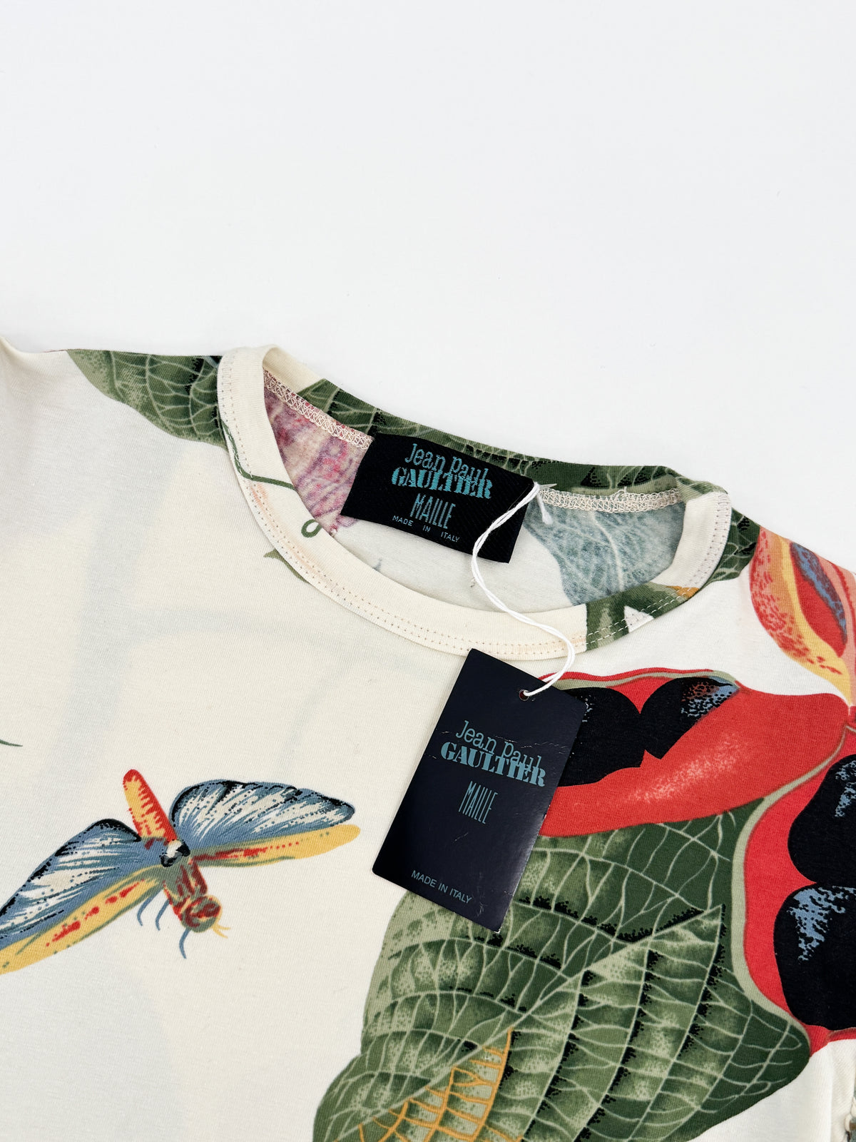 Jean Paul Gaultier Botanical Print Dress with Knit Sleeves SS1993