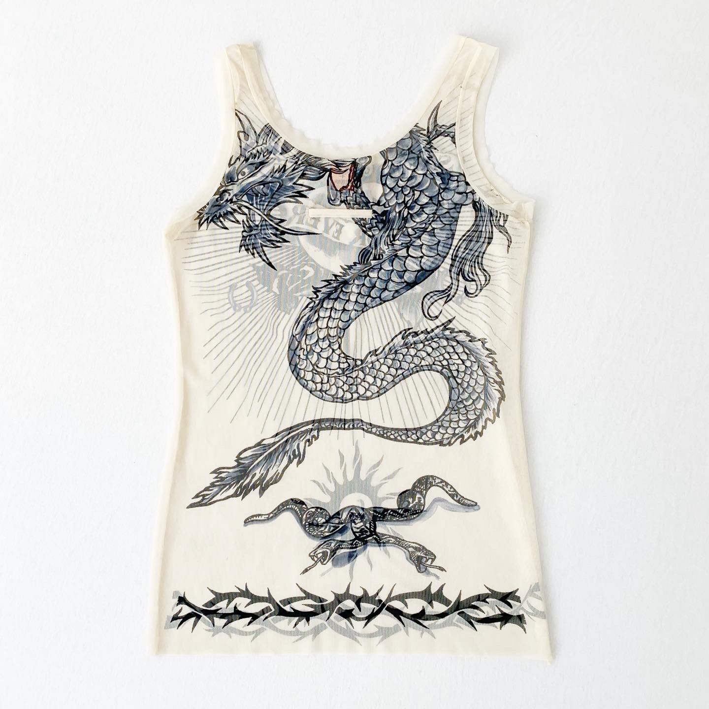 Jean Paul Gaultier Safe Sex Forever Tattoo Mesh Tank SS1996