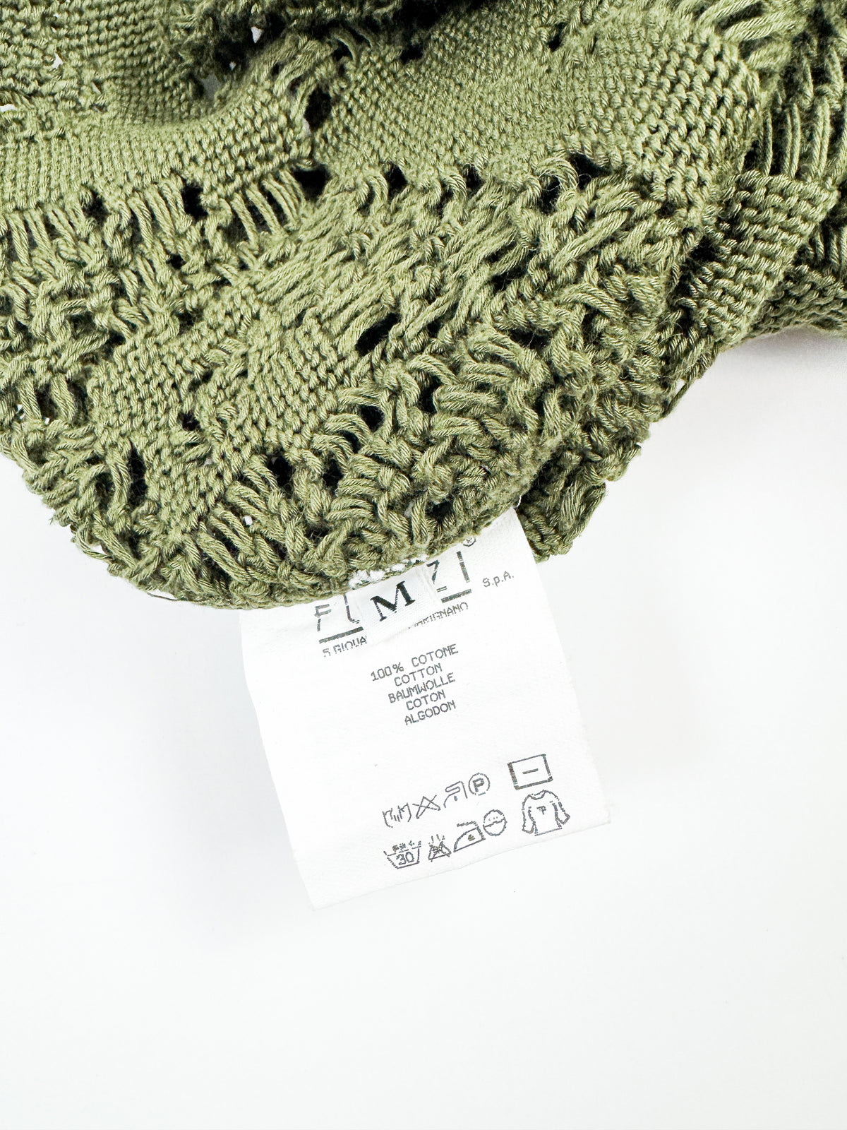 Gaultier Green Knit Top with High-Neck and Ribbon Details 1990s