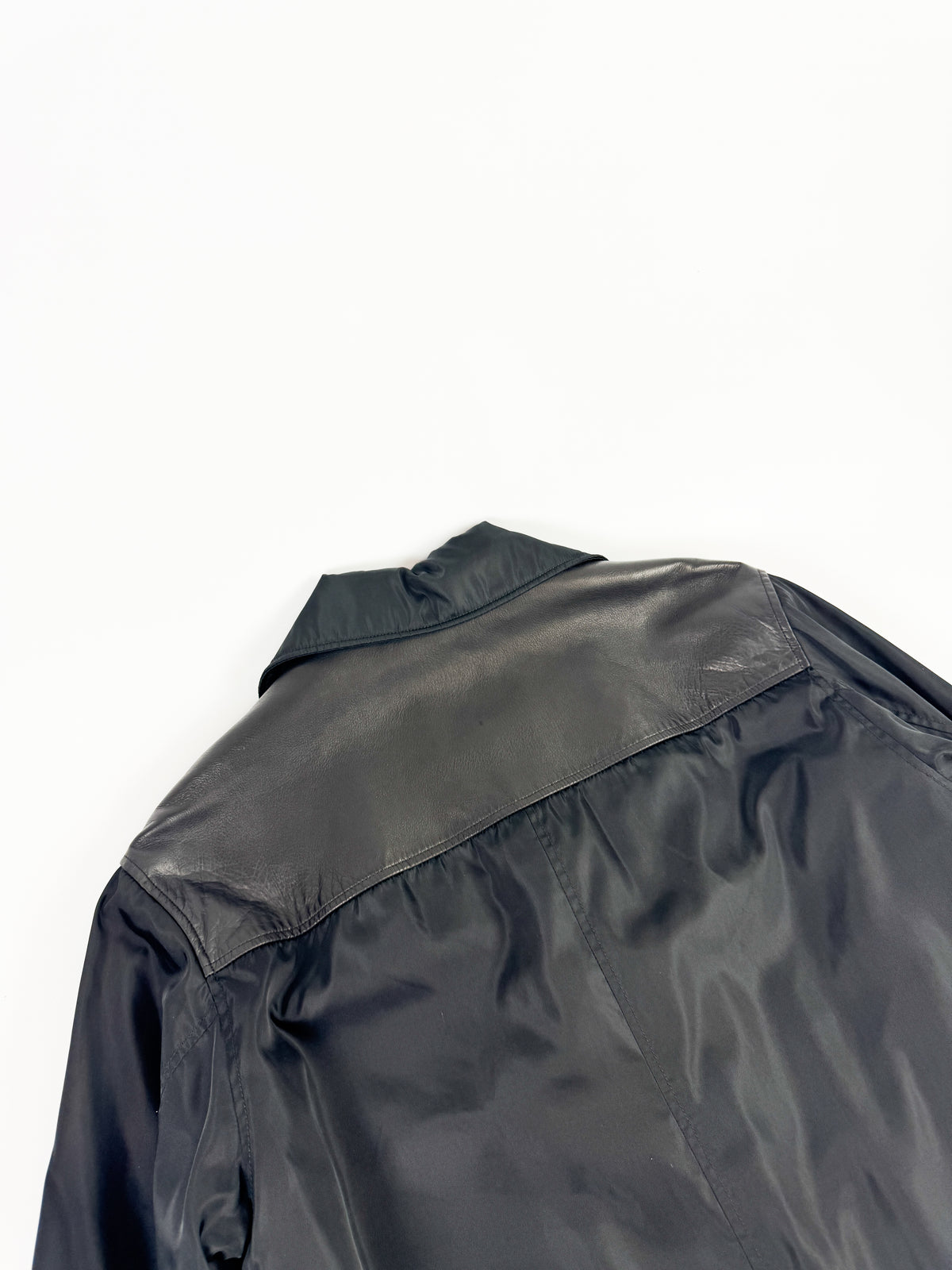 Prada Nylon Trench Coat with Leather Shoulder FW1994