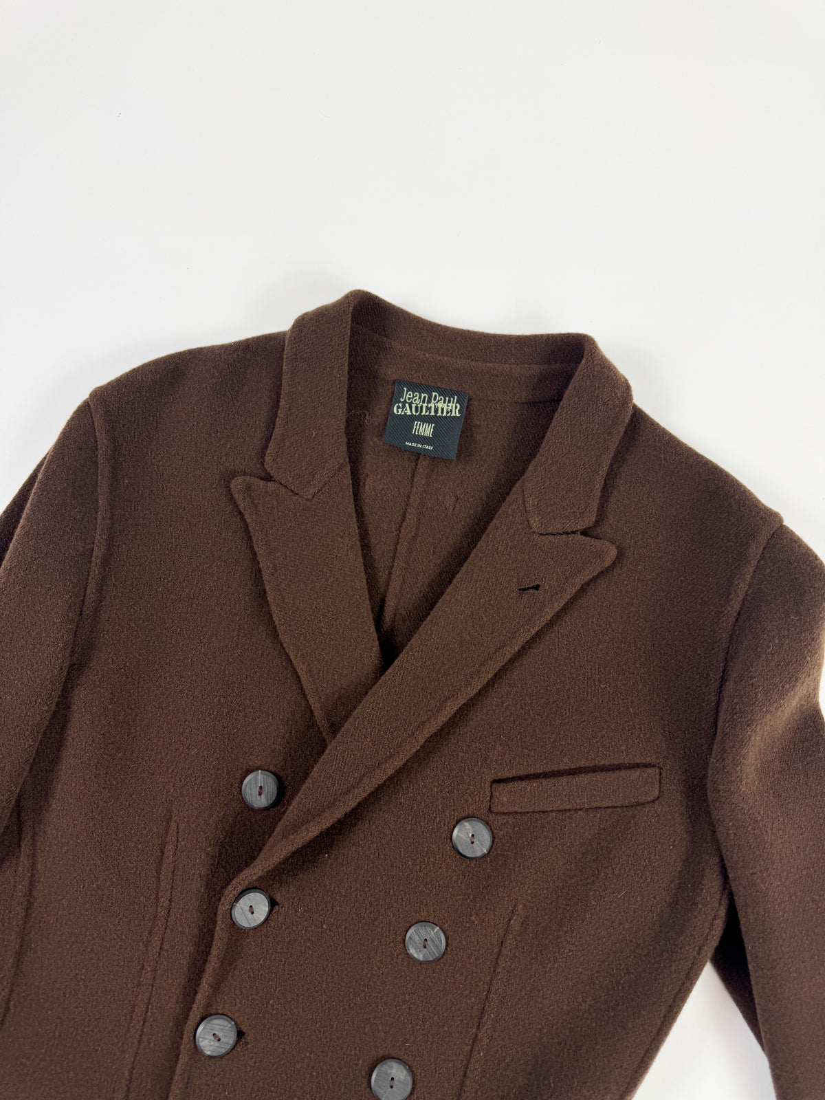 Gaultier Brown Double-Breasted Wool Blazer Early 90s