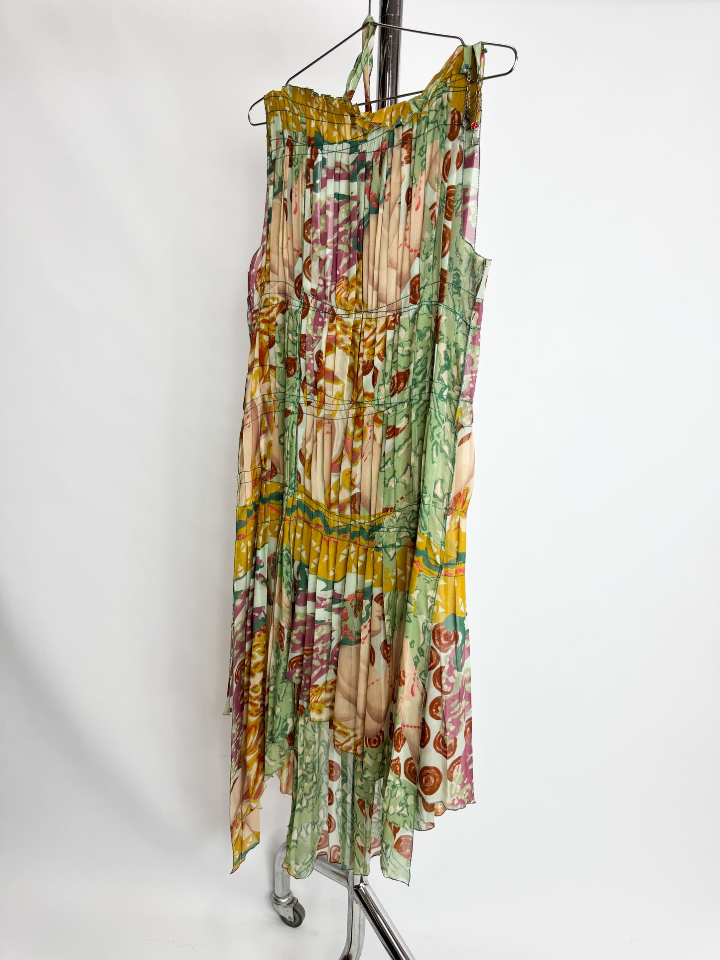 Jean Paul Gaultier Pleated Colourful Silk Dress FW2002