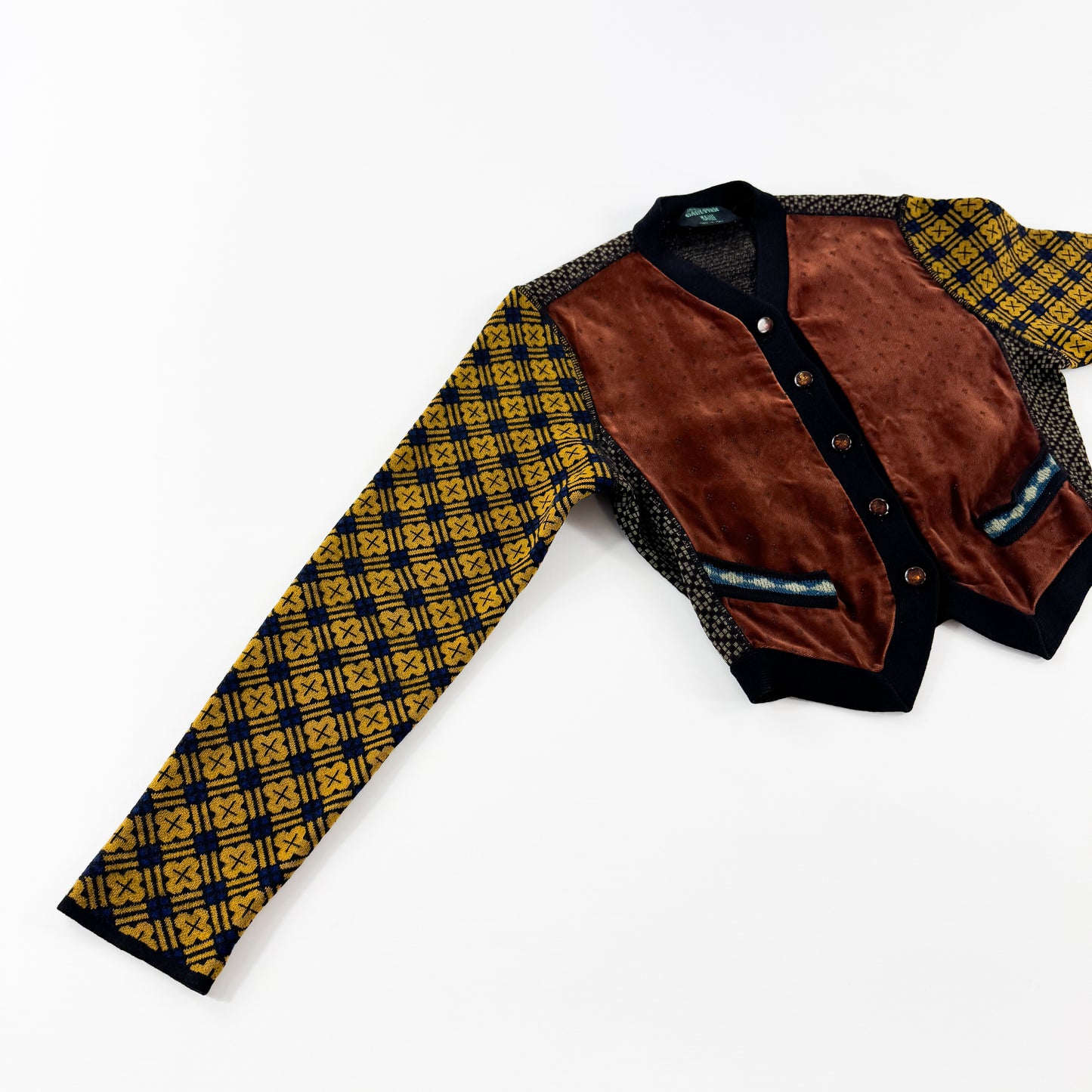 Jean Paul Gaultier Multicolour Patterned Velvet Knit Cardigan FW1988