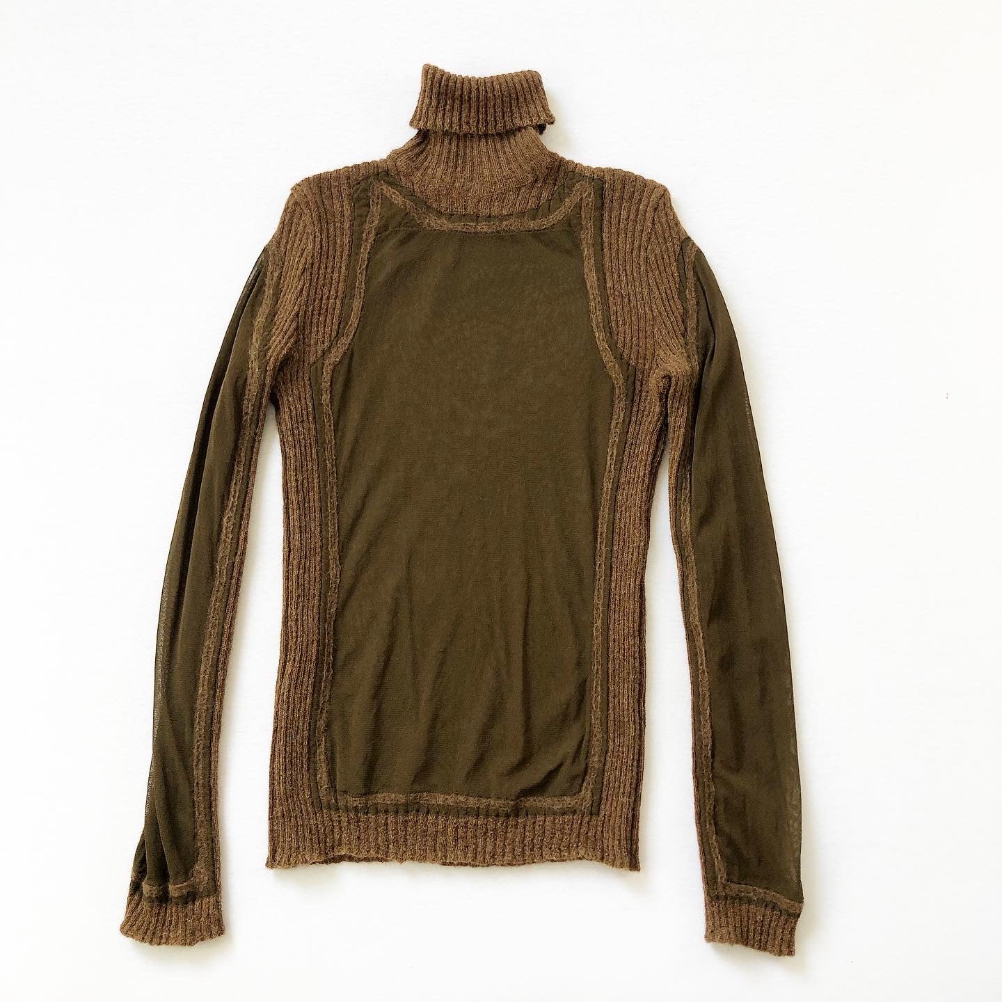 Jean Paul Gaultier Hybrid Knit Mesh Turtle Neck 1990s