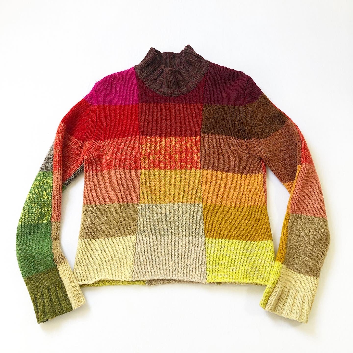 Dries Van Noten Patchwork Knit Turtle Neck