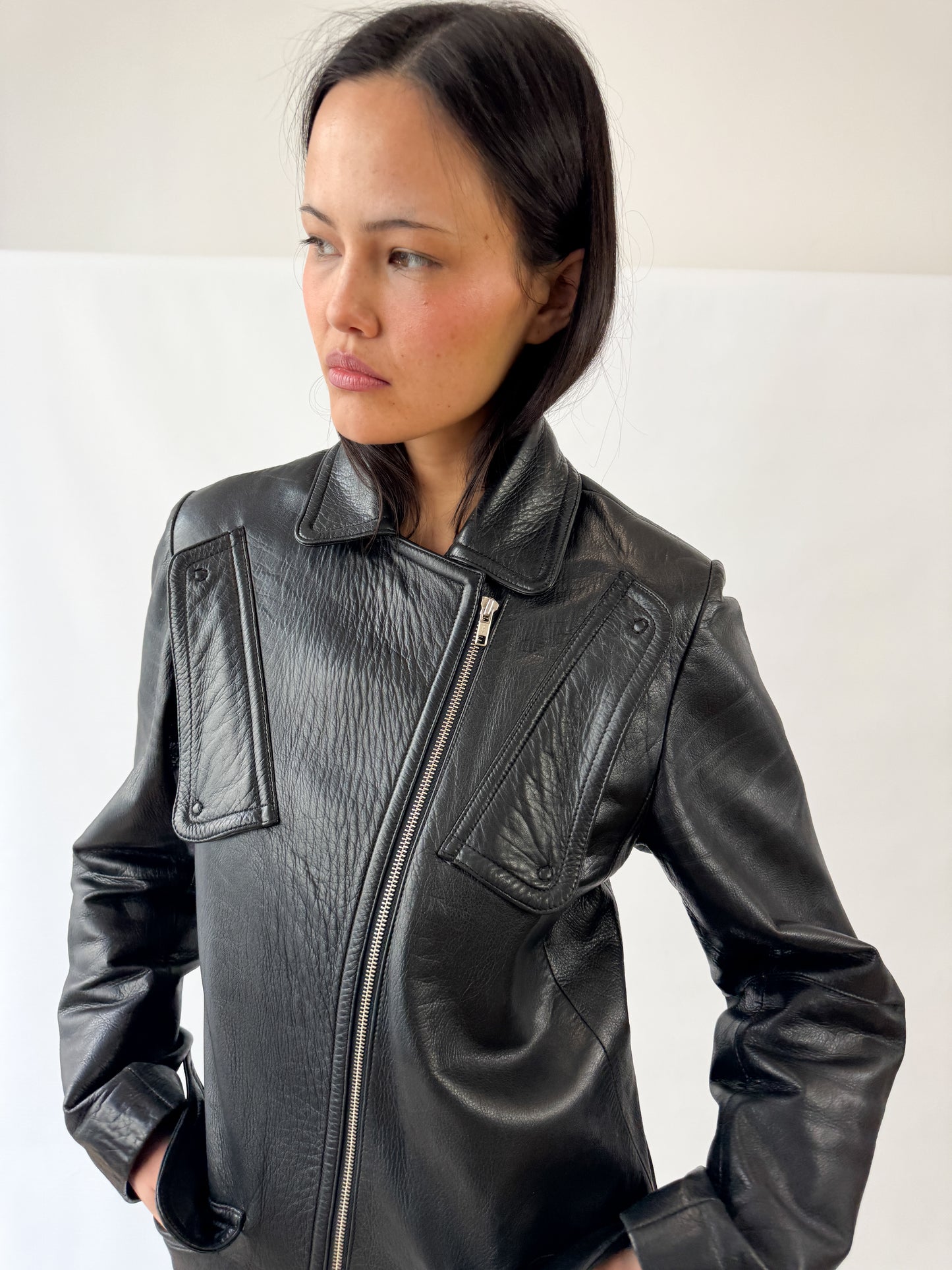 Ann Demeulemeester Chest Pocket Leather Jacket 2000s
