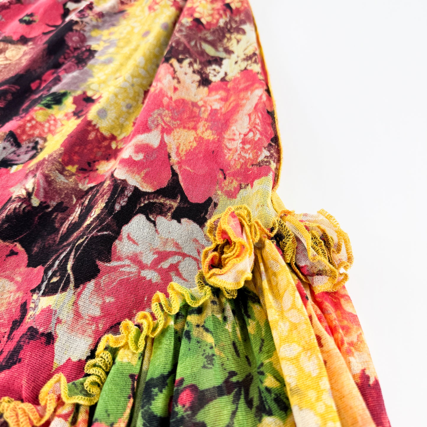 Jean Paul Gaultier Frida Kahlo Floral Mesh Skirt Set SS1998