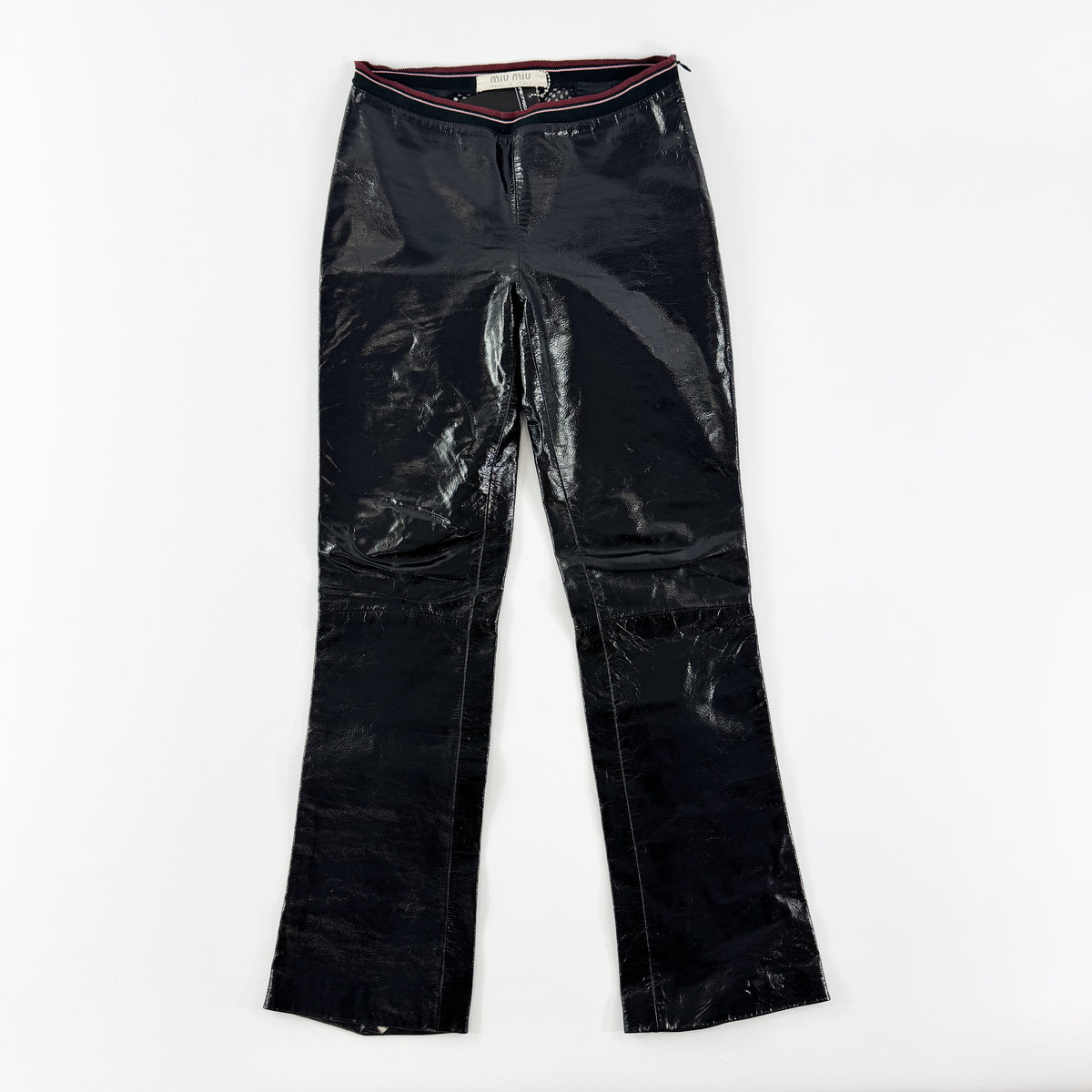 Miu Miu Patent Leather Back-Cut-Out Trousers SS2000