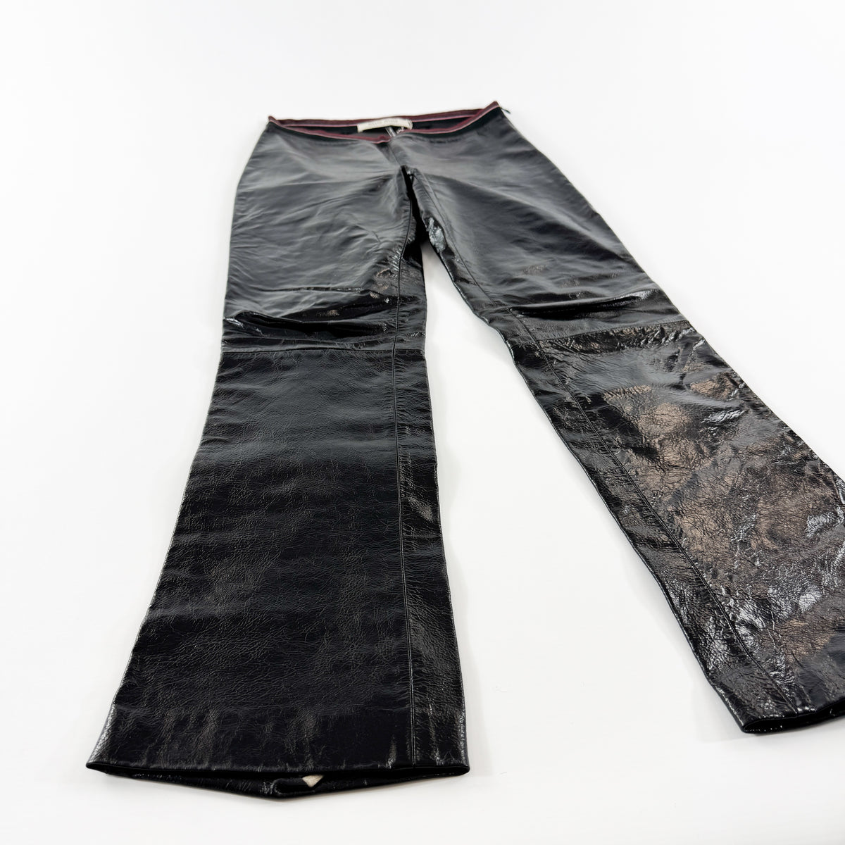 Miu Miu Patent Leather Back-Cut-Out Trousers SS2000