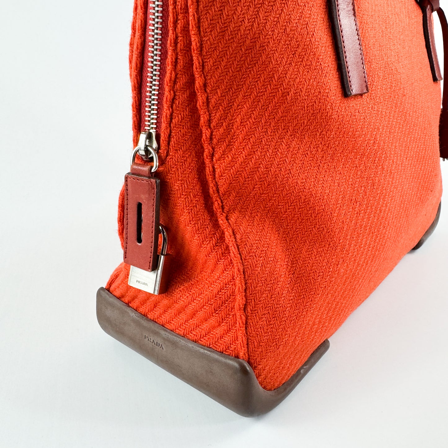 Prada Orange Wool Bag with Rubber Edges FW1999