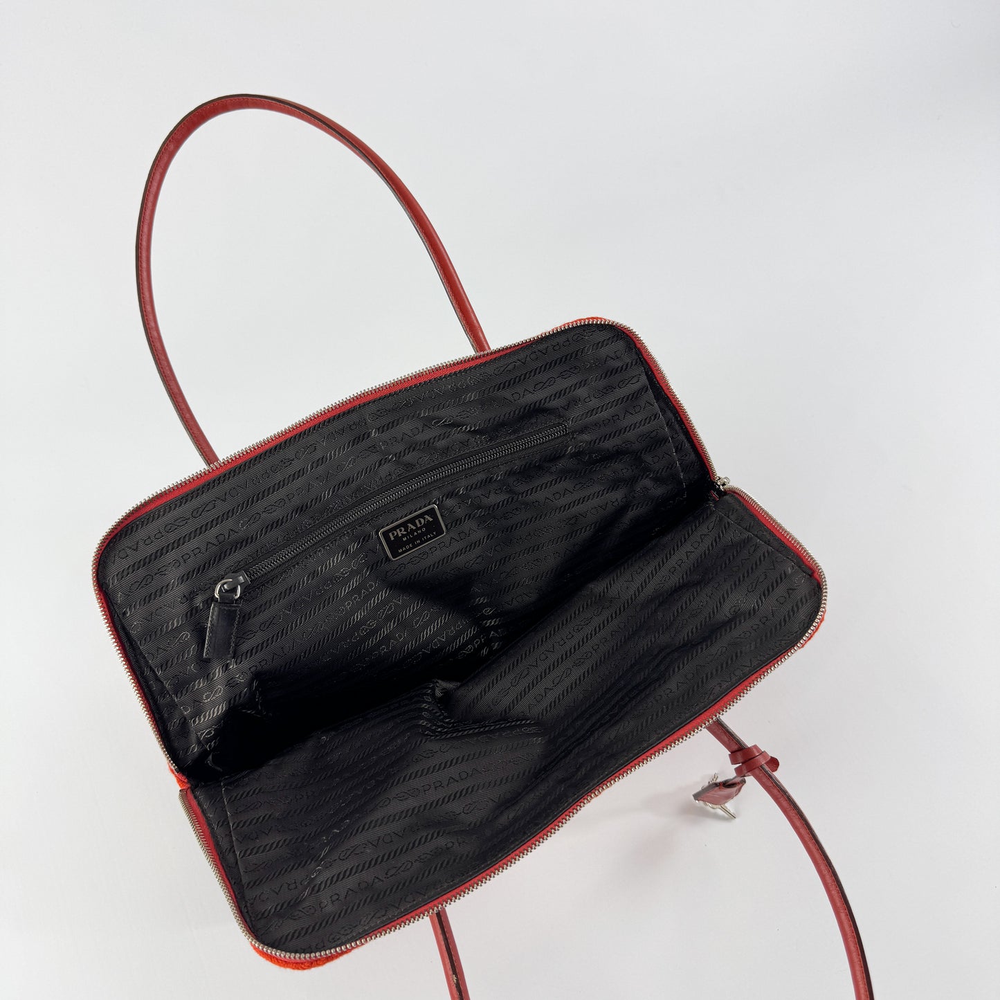 Prada Orange Wool Bag with Rubber Edges FW1999