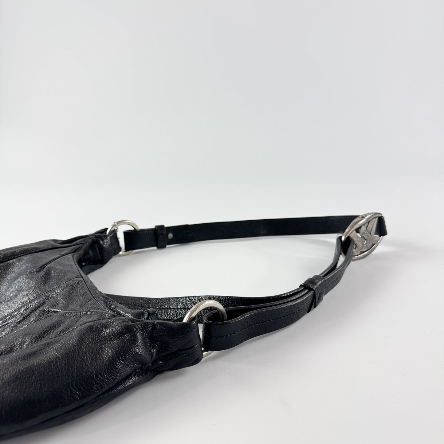 Yves Saint Laurent Shoulder Bag with Silver Logo Buckle FW2003