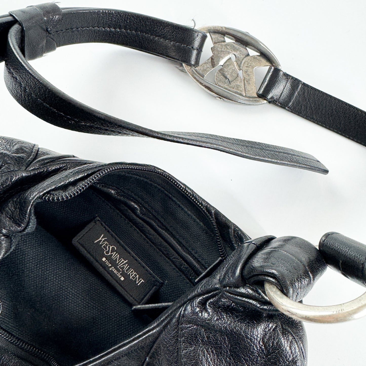 Yves Saint Laurent Shoulder Bag with Silver Logo Buckle FW2003